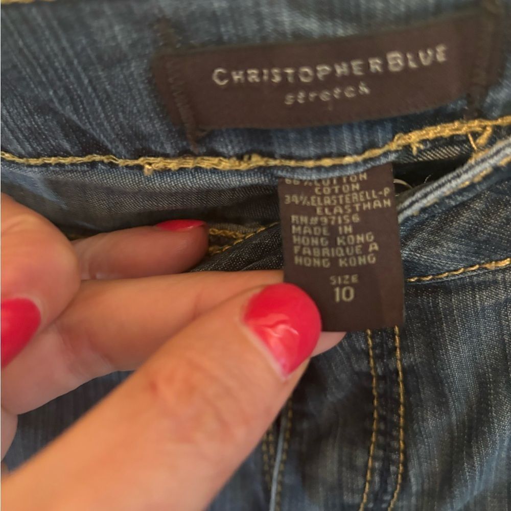 Christopher Blue Stretch Jeans Shorts size 10 - Picture 5 of 6